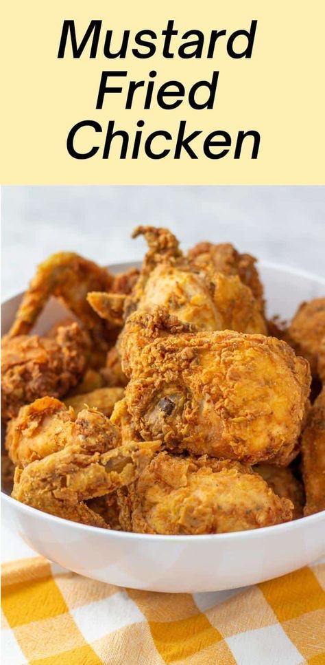 Mustard Fried Chicken is the new chicken trend! This is the best fried chicken recipe that you will ever make! The chicken is juicy on the inside and crispy on the outside. The mustard gives it an amazing tangy flavor. Serve this at your next dinner party and everyone will love it! Best Southern Fried Chicken, Southern Fried Chicken Recipe, Best Fried Chicken Recipe, Fried Chicken Recipe Southern, Fried Chicken Legs, Mustard Chicken Recipes, Making Fried Chicken, Fried Chicken Recipe, Fried Chicken Breast