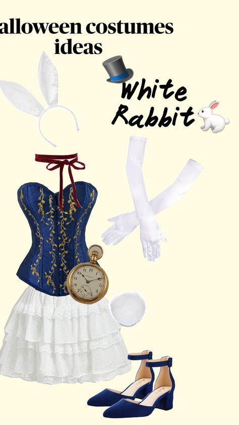 Whit Rabbit 🐇 #aliceinwonderland #halloween #halloweencostume #whiterabbit White Rabitt From Alice In Wonderland, White Rabbit Inspired Outfit, White Rabbit Costume Women, Rabbit Costume Alice In Wonderland, Rabbit Costume Women, White Rabbit Alice In Wonderland Costume, White Rabbit Cosplay, White Rabbit Costume, Alice In Wonderland Play