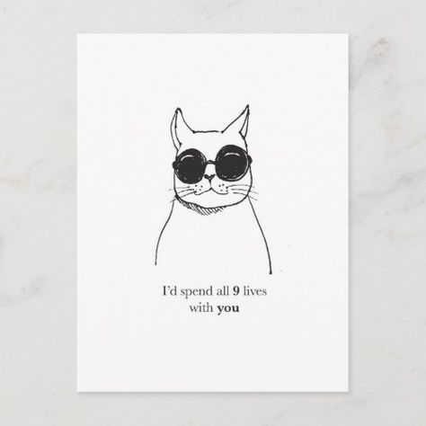 $1.85 | Valentines day card with cat pun #cat, cat lover, hand drawn, illustration, humor, funny, valentines day card with cats, cat illustration card, valentines card for cat lover, funny cat card, quirky, hipster, hip, cat with sun glasses, cool cat, drawing, pen drawing, black and white drawing, black and white, pun Bd Card, Birthday Card Puns, Cat Pun, Valentines Day Puns, Valentines Puns, Valentines Day Cards Handmade, Lovers Card, Cat Puns, Hand Drawn Cards