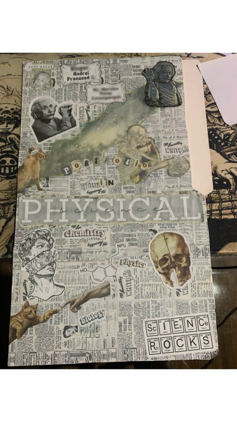 This is the design that I did for my Physical Science portfolio! It took me 4 hours to make. Vintage Portfolio Design, Science Portfolio, Daughter Room, Vintage Portfolio, Physical Chemistry, Daughters Room, Physical Science, 4 Hours, Portfolio Design