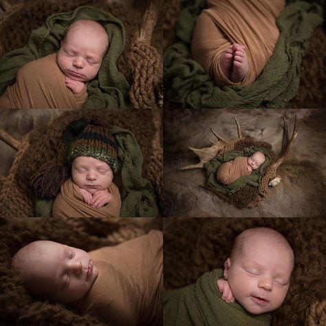 Hobbit Newborn Pictures, Woodland Theme Newborn Photoshoot, Woodsy Newborn Photos, Woodland Newborn Photography, Boy Newborn Photography, Baby Hunter, Baby Boy Newborn Pictures, Baby Sweats, Newborn Photography Boy