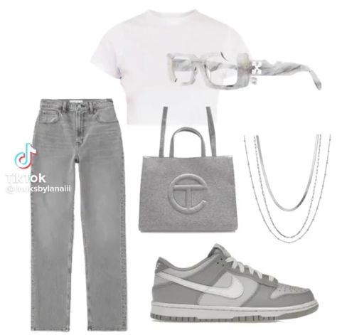 Grey And White Nike Dunks Outfit, Gray Dunks Outfit Woman, Platinum Wolf Grey Dunks Outfit, Grey And White Dunks Outfit Black Women, Grey Fog Dunks Outfit Black Women, Light Grey Dunks, Dunks Outfit Woman, Dunks Outfit, Casual Street Wear