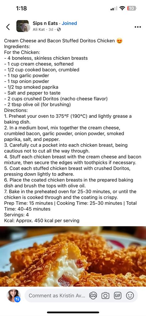 Gas Station Food Recipes, Gas Station Food, Dorito Chicken, Doritos Nachos, Nacho Cheese, Cheese Flavor, Crumbled Bacon, Skinless Chicken Breast, Smoked Paprika