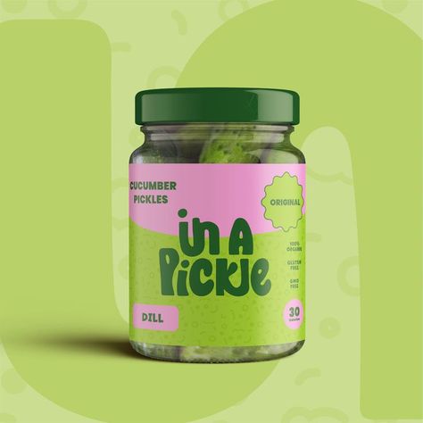 In A Pickle is a business that sell delicious pickles. They spotted a huge gap that needed to be filled with peoples love for fun flavoured pickled vegetables. Preserves Packaging, Pickle Brands, Olive Oil Brands, Probiotic Yogurt, In A Pickle, Drinks Brands, Small Business Planner, Pickled Vegetables, Artisan Food