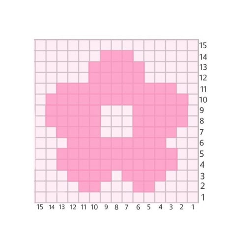 Tapestry Crochet Square Pattern, Crochet Grid Patterns Square, Basic Alpha Patterns, Crochet Grid Flower, Flower Crochet Grid Pattern, Square Pixel Art Pattern, Aesthetic Crochet Grid Pattern, Alpha Pattern Granny Square, Small Hello Kitty Pixel Art