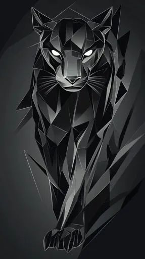 ↑↑↑ Larger size on website 🔸 The image is a digital illustration of a black panther. The panther is depicted in a geometric style Black Panther Illustration, Geometric Panther, Panther Illustration, Black Jaguar, White Eyes, Art Creativity, Cubism, Black Panther, Panther