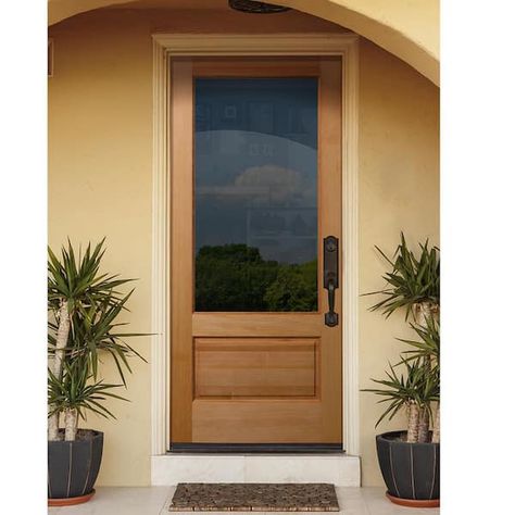 Wood Glass Front Door, Craftsman Exterior Door, Craftsman Front Door, Tropical Doors, Modern Wood Doors, Wood Front Door, House Window Design, Fiberglass Front Door, Main Entrance Door Design