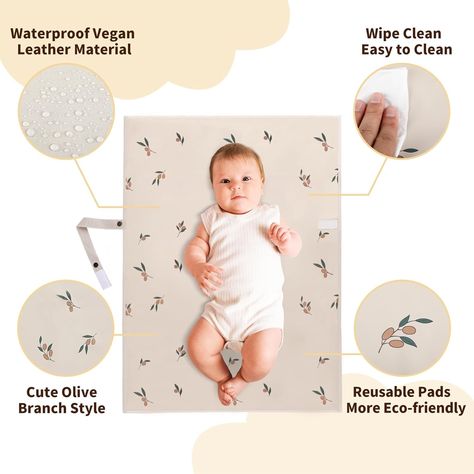 Amazon.com : Vegan Leather Portable Changing Pad - Waterproof Compact Baby Changing Mat - Foldable Travel Diaper Changing Pad, Newborns Shower Gifts (Olive Branch with Strap, 20"*28") : Baby Portable Changing Pad, Reusable Pad, Baby Changing Mat, Diaper Changing Pad, Changing Mat, Baby Changing, Olive Branch, Changing Pad, Shower Gifts