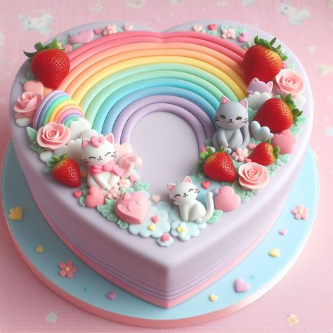 Rainbow Birthday Cake Girls Kids, Mini Mouse Birthday Cake, Birthday Cakes Girls Kids, Rainbow Cakes, Birthday Cakes For Teens, Rainbow Birthday Cake, Princess Birthday Cake, Panda Party, Baby Birthday Cakes