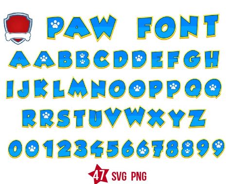 Paw Patrol Font svg, Blue Paw letters, Blue Paw alphabet | BOXMEDIART Svg Cut Files and Designs Paw Patrol Png Images, Paw Patrol Birthday Party Shirts, Paw Patrol Font Free Download, Paw Patrol Svg Files Free, Paw Patrol Alphabet Letters, Paw Patrol Letters, Paw Patrol Birthday Banner, Paw Patrol Banner, Paw Patrol Svg