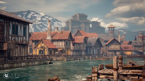 Medieval Port, Medieval Market, Minecraft Medieval, Good Lighting, Port City, Fairytale Castle, Fantasy City, Nice Place, Fantasy Map