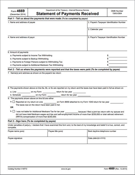 Fillable Form 4669 (2014) Tax Payment Receipt, 1099 Tax Form, Small Business Tax Deductions, Business Tax Deductions, Tax Lawyer, Fake Identity, Tax Filing, Fillable Forms, Small Business Tax