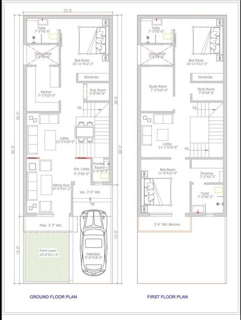 20x60 House Plans North Facing, Bunglow Layout Plan, 20 By 60 House Plans, 20 X 60 House Plans Layout, 20×60 House Plan, 2d Plan House, 20 X 60 House Plans, 20x60 House Plans, 5 Bed Barndominium