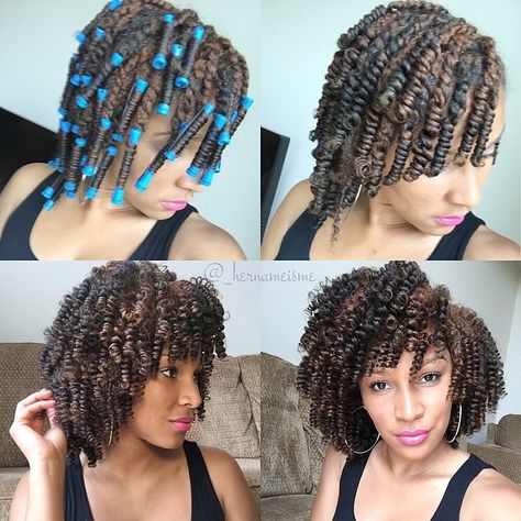 By @_hernameisme How I achieved this look using  #rapunzelthefutureofhair Hair Lotion and blue perm rods.  1⃣ I started on wet hair.  I sectioned my hair in small sections applied one to two of product then twisted to the ends then coiled the rod. 2⃣ I placed a scarf over my head to cover the rods and let my hair dry all day and all night.  3 In the morning uncoiled the rods and separated then fluffed until my heart was satisfied .make sure you're subscribed! Blue Perm Rods, Natural Hair Twist Out, Perm Rods, Natural Hair Twists, Hair Lotion, Pelo Afro, Curl Styles, Flat Twist, Twist Out