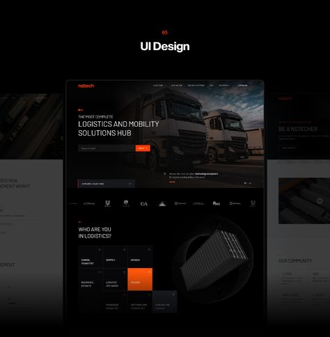 Tech Company Website Design, Industrial Web Design, Logistics Website Design, Industrial Website Design, Black Website, Landing Ideas, New Website Design, Ui Design Principles, Agency Design