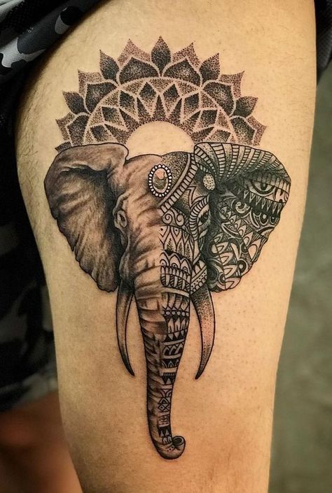 Are you looking for mandala tattoo designs? Don't waste your time searching through 1,000+ web pages. We’ve collected 50+ best tattoo ideas for you in our article. Elephant Mandala Tattoo, Tattoo Bein Frau, Geometric Elephant Tattoo, Hand Mandala, Tato Mandala, Mandala Elephant Tattoo, Dotwork Tattoo Mandala, Geometric Elephant, Elephant Mandala