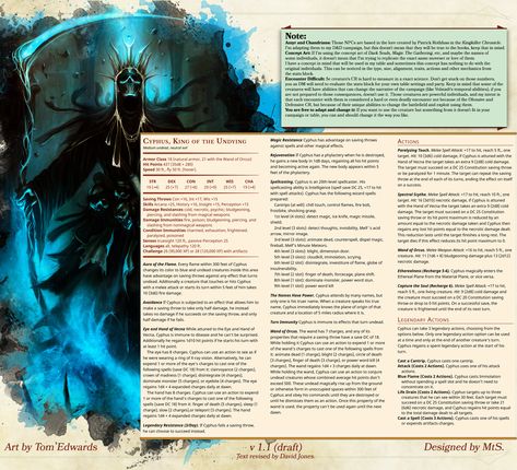 [5e][Creature] Cyphus, King of the Undying - Imgur Dnd Boss Monster, Dnd Boss Ideas, Dnd Bosses, Homebrew Monsters, Monster Manual, Dnd Stats, Dragons 5e, Dnd Homebrew, Dnd Classes