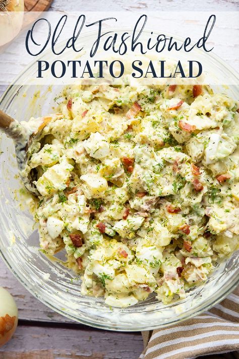 Old Fashioned Potato Salad Old Fashioned Potato Salad, Salad Recipes With Bacon, Potato Salad Mustard, Potato Salad Dill, Best Potato Salad Recipe, Potato Salad Dressing, Potato Salad Recipe Easy, Delicious Sides, Potato Salad With Egg