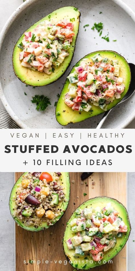 Stuffed Avocados - Full of creaminess and healthy fats, avocados are a wonderful addition to your healthy lifestyle and can be eaten often. And these Stuffed Avocados are a great way to add them to your diet! Perfect snack, light lunch, and great for entertaining. Vegan recipe. #veganrecipes #healthyrecipes #avocado #wfpb Avocado Recipes Healthy, Stuffed Avocados, Raw Diet, Raw Food Diet, Raw Vegan Recipes, Light Lunch, Avocado Recipes, Vegan Recipe, Avocado Salad