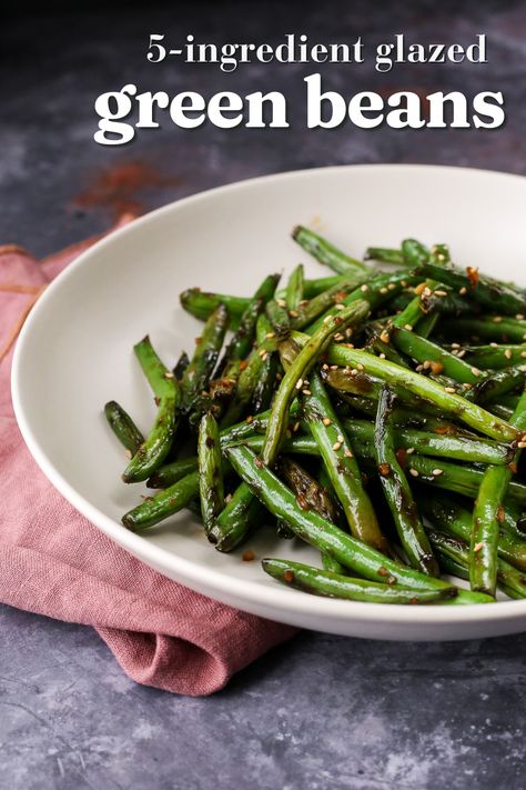 This easy green beans recipe is ready in just 15 minutes! Sauteed green beans are coated in a sweet soy sauce glaze, perfect to pair with your favorite dinners on a busy weeknight. Full recipe at streetsmartnutrition.com #greenbeanrecipes #glazedgreenbeans #sauteedgreenbeans #sidedish #vegetablesides Easy Green Bean Recipes, Easy Green Beans, Sauteed Green Beans, Side Dishes Recipes, Green Bean Recipes, Beans Recipe, Veggie Side Dishes, Thanksgiving Sides, Vegetable Sides