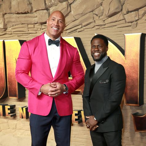 Kevin Hart and Dwayne "The Rock" Johnson finally got their chance to work together when they filmed the 2016 comedy Central Intelligence. Unlike other Hollywood co-stars, Hart and Johnson bonded closely during filming. Movie Celebrities, Central Intelligence, Dwayne The Rock Johnson, The Rock Johnson, Stylish Mens Suits, Zak Bagans, Rock Johnson, The Rock Dwayne Johnson, Kevin Hart