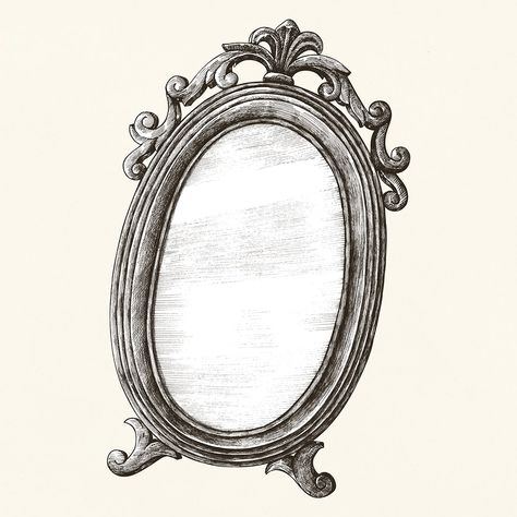 Hand drawn mirror isolated on background | premium image by rawpixel.com Medieval Mirror, Mirror Drawing, Mirror Illustration, Mirror Drawings, Drawing Room Interior Design, Free Illustration Images, Broken Mirror, Mirror Vintage, Hand Images