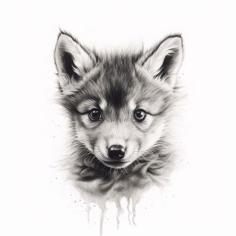 Wolf Cubs Tattoo, Wolf Cub Tattoo Design, Wolf Cub Tattoo, Baby Wolf Drawing, Baby Wolf Tattoo, Cub Tattoo, Dragon Tattoo Ideas, Cubs Tattoo, Line Tattoo Ideas