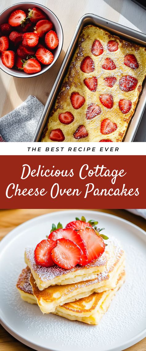 Image for Delicious Cottage Cheese Oven Pancakes Brunch High Protein, Baked Cottage Cheese Pancakes, Protein German Pancakes, Low Calorie Cottage Cheese Pancakes, Cottage Weekend Food, Quick Cottage Cheese Recipes, 4 Ingredient Pancakes, Sweet Cottage Cheese Breakfast, Flourless Cottage Cheese Pancakes