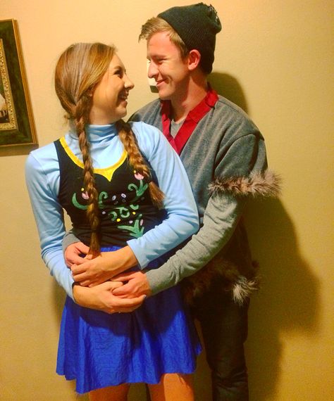 Anna and Kristoff Anna And Christoph Costume, Frozen Couple Costume, Movie Inspired Couple Costumes, Kristoff And Anna Costume, Anna And Kristoff Halloween Costume, Anna Halloween Costume Adult, Diy Anna Costume Adult, Anna And Kristoff Costume, Kristoff Disneybound