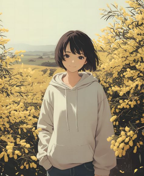 AI by 高高度墜落/kkdfall / @kkdfall  #aigenerated #mimosa #flower #illustration #background #wallpaper #spring Spring Wallpaper Anime, Spring Anime Background, Anime Daisy Flower, Mimosa Flower Illustration, Daisy Cartoon Flower Aesthetic, Spring Anime, Marshmallow Pictures, Cartoon Daisy Flower Wallpaper, Flowers Cartoon