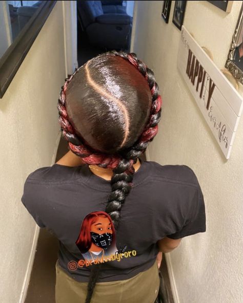 2 Feed In Braids Side Part, Two Braids Into One Braid, 2 Feed In Braids With Design, Braids Side Part, Birthday Braids, Braids Side, Baddie Hair, Black Kids Braids Hairstyles, Braid Videos