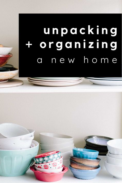 Moving In Organization Ideas, Organizing A New Home, Organizing New Home, Setting Up A New Home, Unpacking After Moving Organizing, New House Organization, Unpacking After Moving, Unpacking Tips, New Home Organization