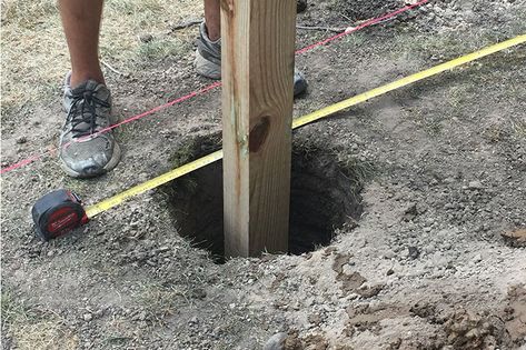 How deep should you dig fence post holes? - Outdoor Essentials T Post Fence Ideas, No Dig Fence Post, Setting Fence Posts, Galvanized Fence Post, Fence Post Installation, Galvanized Fence, Fence Building, Wood Fence Installation, Wood Fence Post