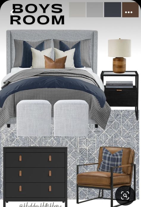 Hanson Upholstered Bed, Young Mans Bedroom, Boy Room Bedding, Boys Bedroom Modern, Teenager Bedroom Boy, Teenage Boy Room, Boys Bedroom Makeover, Big Boy Bedrooms, Teen Boy Room