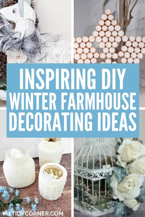 DIY Farmhouse Winter Decor Ideas for the Home After Christmas Winter Decor, Rustic Farmhouse Decor Ideas, Winter Decor Ideas For The Home, Diy Rustic Farmhouse, Winter Decorating Ideas, Winter Farmhouse Decor, Decor After Christmas, Winter Decor Ideas, Farmhouse Winter Decor