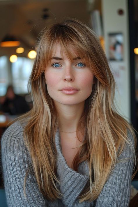 Soft Fringe, Hair Cut Ideas, Long Fringe, Hair 2024, Long Hair With Bangs, Hair With Bangs, Mid Length Hair, Long Straight Hair, Long Blonde Hair