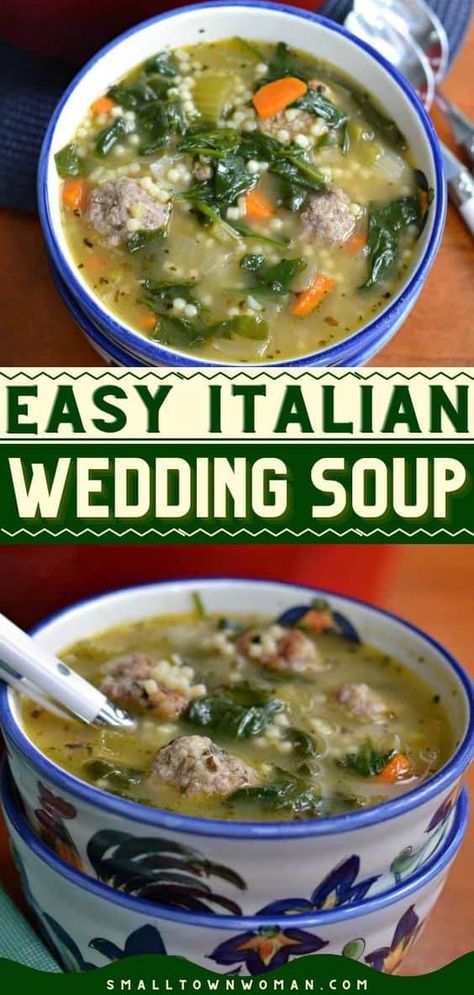 Pork And Beef Meatballs, Easy Italian Wedding Soup, Simple Soup Recipes, Italian Wedding Soup Recipe, Simple Soup, Wedding Soup, Beef Meatballs, Pasta Soup, Easy Italian