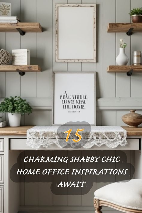 Transform your workspace with these 15 stunning shabby chic home office ideas! I love the blend of rustic elements with a touch of elegance, creating a cozy environment that's perfect for creativity and productivity. From beautiful shelving to delicate decor, dive into a world where style meets comfort! Chic Home Office Ideas, Elegant Home Office Ideas For Women, Shanty Chic, Japandi Dining Room, Chic Home Office, Organic Modern Kitchen, Elegant Home Office, Cozy Environment, Reclaimed Wood Desk