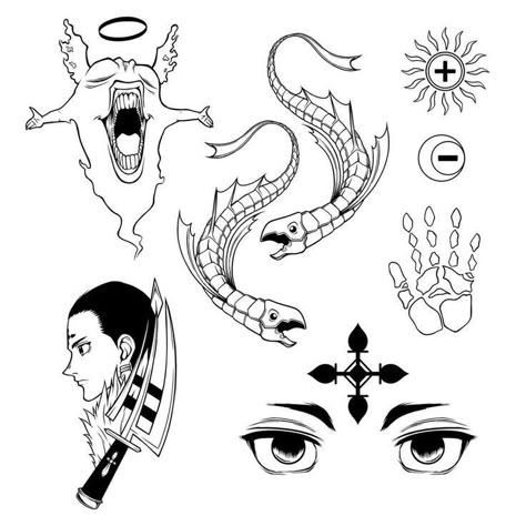 Chrollo Fish Tattoo, Chrollo Lucifer Tattoo Design, Chrollo Lucifer Tattoo, Chrollo Spider Tattoo, Chrollo Tattoo, Hxh Tattoo Ideas, Kurapika Tattoo, Hunterxhunter Chrollo, Hxh Tattoos