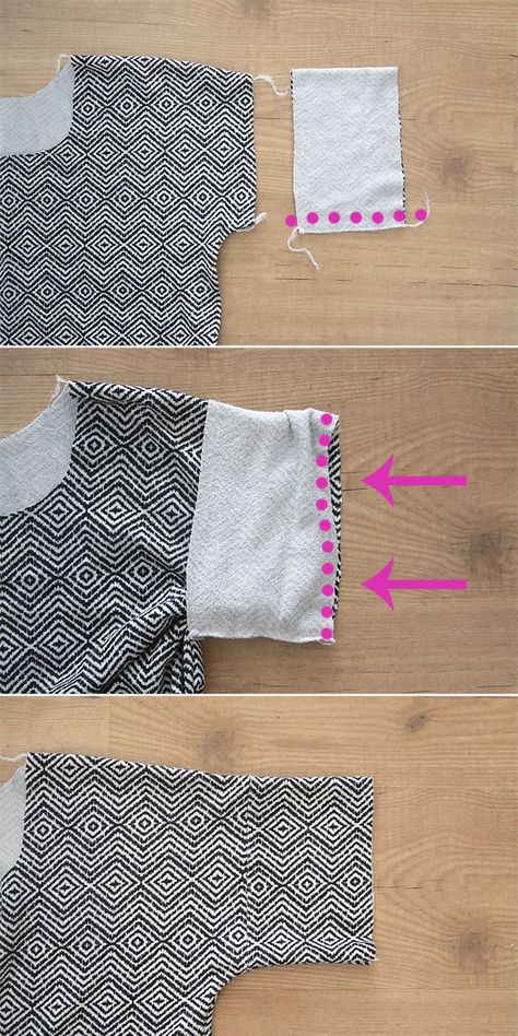 Learn how to sew an easy women's tee shirt with cuffed or rolled short sleeves with this simple step by step sewing tutorial. Instructions how to make shirt Sleeves Tutorial, Tutorial Sewing, Shirt Sewing, Sewing Tops, Beginner Sewing Projects Easy, Leftover Fabric, Creation Couture, Sewing Projects For Beginners, Sewing Skills