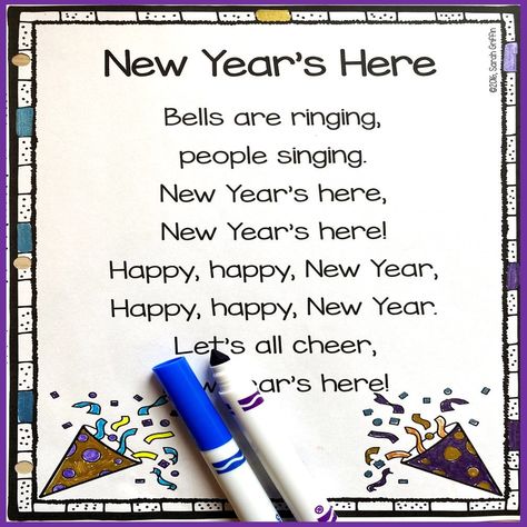 New years poem and crafts for toddlers, preschoolers, and kindergarten kids #newyears #craftsforkids #crafts #newyear New Year Poems For Kids, New Year Songs For Kids, New Years Poem, New Years Crafts For Toddlers, New Years Crafts, Happy New Year Poem, Poetry Notebook, New Year Poem, Poem For Kids