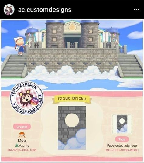 Acnh Ice Path Codes, Animal Crossing Cloud Path, Acnh Clouds Design, Acnh Cloud Island, Acnh Snow Angel Code, Snowy Path Animal Crossing, Standee Design, Cloud Island, Cloud City