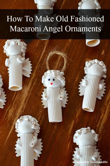 Learn how to make your very own old fashioned macaroni angel ornaments for your vintage Christmas tree. Super easy and so charming. Come see how... Macaroni Christmas Crafts, Macaroni Ornaments Diy Christmas, Macaroni Christmas Tree, Macaroni Ornaments For Kids, Easy Angel Ornaments For Kids To Make, Macaroni Christmas Ornaments, Macaroni Angel Ornament, Easy Diy Angel Ornaments, Vintage Xmas Decorations