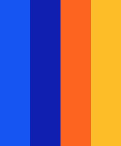 Blue-Orange Feelings Color Palette Colors That Go With Bright Orange, Orange And Blue Color Pallet, Blue Orange Pallete, Blue And Orange Pallet, Electric Blue Color Palette Colour Schemes, Cobalt Blue Orange Color Palette, Neon Orange Palette, Blue Orange Red Color Palette, Color Palette Orange And Blue