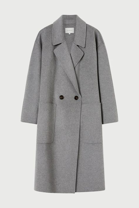 Gray Wool Coat, Cocoon Coat, Outfit Collage, Wool Shop, Uk Clothing, Interview Outfit, Double Breasted Coat, Cashmere Coat, Lookbook Outfits