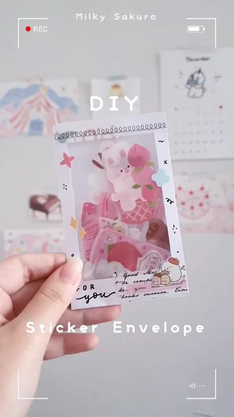 @milkysakuraa [Video] | Easy paper crafts diy, Origami crafts diy, Easy paper crafts Paper Crafts Diy Origami, Diy Easy Paper Crafts, Crafts Diy Easy, Sticker Envelope, Handmade Presents, Hadiah Diy, Crafting Gifts, Basket Tutorial, Kids Origami