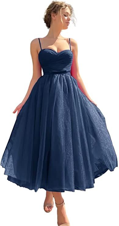 Ball Gowns For Teens, Tea Length Formal Dresses, Summer Prom Dress, Tea Length Prom Dress, Tea Length Tulle, Tea Length Bridesmaid Dresses, Formal Dresses For Teens, Tulle Homecoming Dress, Prom Dresses With Pockets