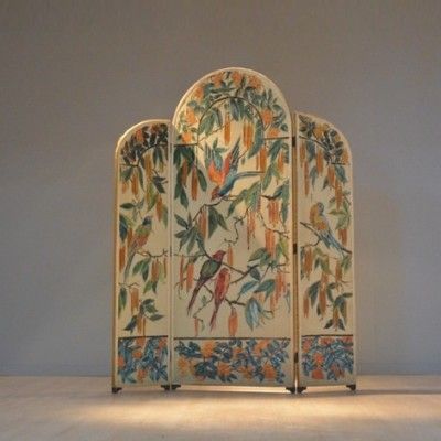 Dressing Screen, Painted Paneling Walls, Screen Painting, Panel Screen, Victorian Dollhouse, Room Screen, Chinoiserie Wallpaper, Decorative Screens, Folding Screen