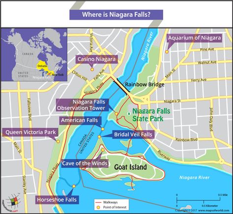 Where is Niagara Falls? Niagara Falls Map, New York Facts, Niagara Falls State Park, Visiting Niagara Falls, Niagara Falls New York, Canada Map, Niagara Falls Canada, Bridal Veil Falls, Autumn In New York