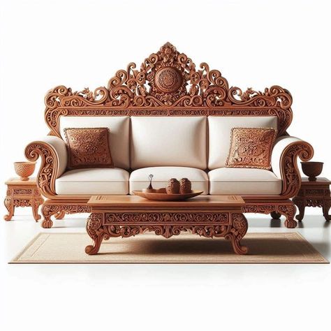 Wooden Carving Sofa, Pallet Furniture Outdoor Couch, Vishnu Sculpture, Bride Entry, Decor Shelves, Sofa Design Wood, Indian Room Decor, Wood Bed Design, Small House Front Design